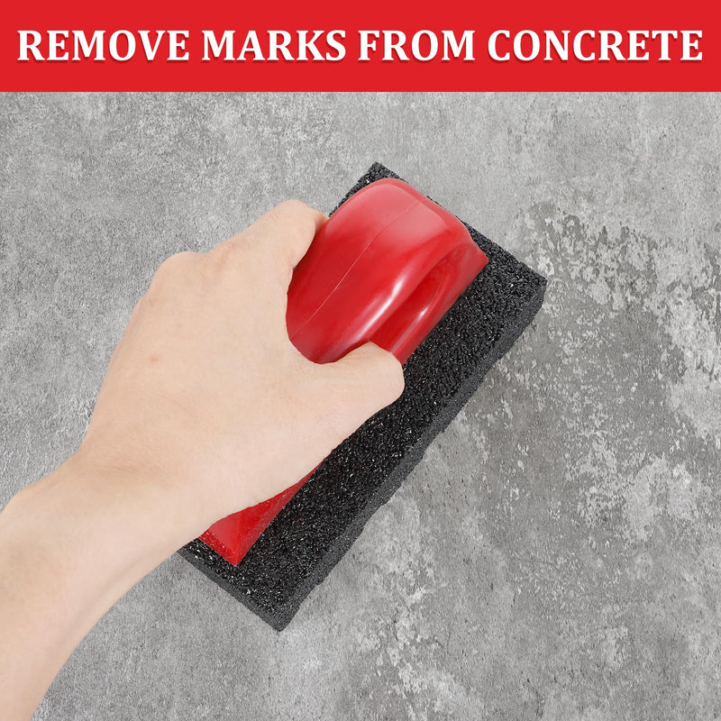 Red Rub Brick with Handle, Fluted 20-Grit Carbofrax Surface Concrete Tools Masonry Tools Smoothing Cleaning Removing Marks Tool (1 Pcs) 1 Pcs