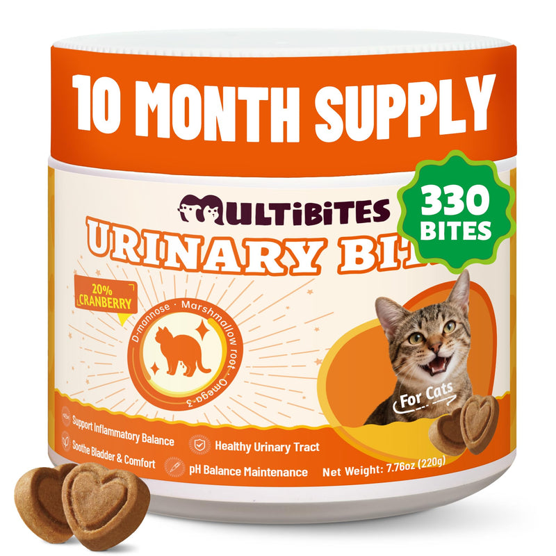 Cat Urinary Tract Health Supplement with 20% Cranberry, D Mannose, Marshmallow Root & Salmon Oil - Urinary Tract & Bladder Control - Vet-Recommended Crunchy Chews - Chicken 7.76oz
