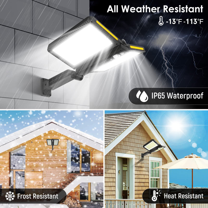 ropelux Solar Flood Lights Outdoor, 6000LM High Brightness Motion Sensor Outdoor Lights,IP65 Waterproof and 5 Modes, Wider Illuminated Area LED Solar Lights for Garden Patio Street Black 1 Pc