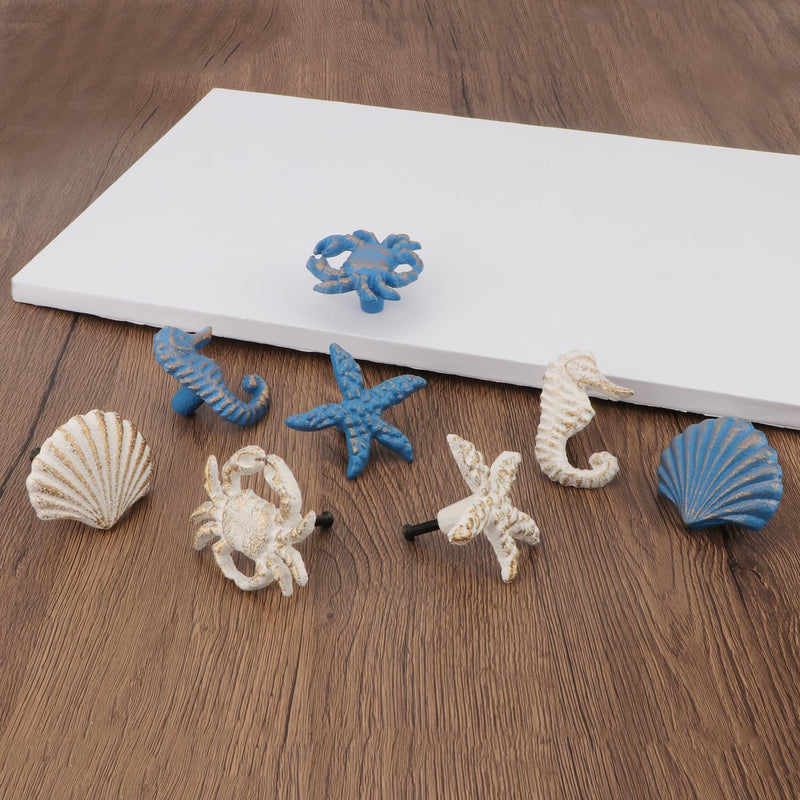 Ocean Coastal Theme Cabinet Knobs Starfish Drawer Knobs Beach Kitchen Knos for Cabinets Blue 8Pcs