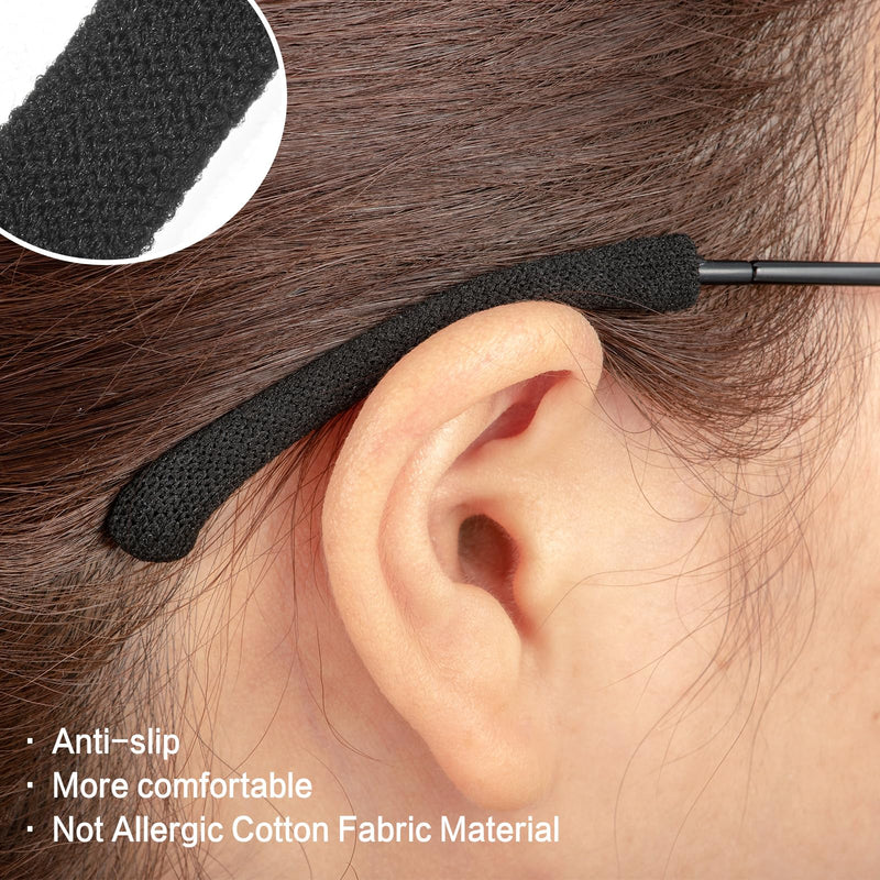 Eyeglasses Ear Cushions for Glasses Ear Cushion for Glasses Behind Ears Eye Glasses Ear Grippers Soft Knitting Cotton Eyeglasses Temple Tips Sleeve Glasses Arm Cushion Anti Slip ( 2 Pairs Black ) 1 A1 Black