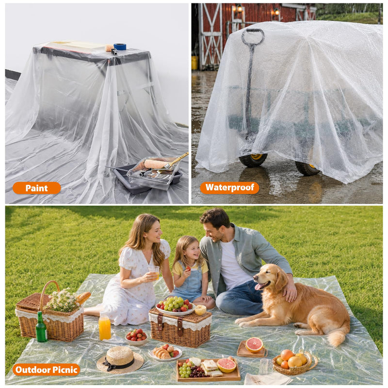 ROLLINGDOG 6 Pack Plastic Drop Cloths 12' x 9' 6 pc
