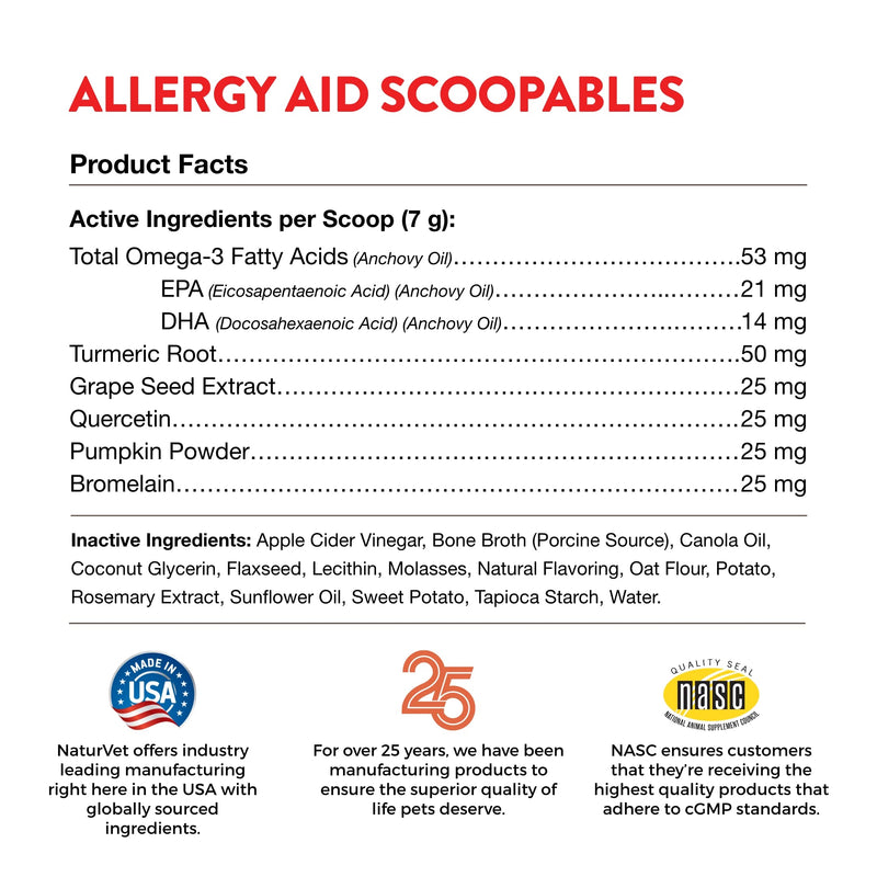 NaturVet Scoopables Aller-911 Dog Allergy Support Vitamins - Supports Immunity & Seasonal Allergies in Dogs - Hickory Smoked Bacon Flavored Pet Health Supplement | 11oz Bag - PawsPlanet Australia