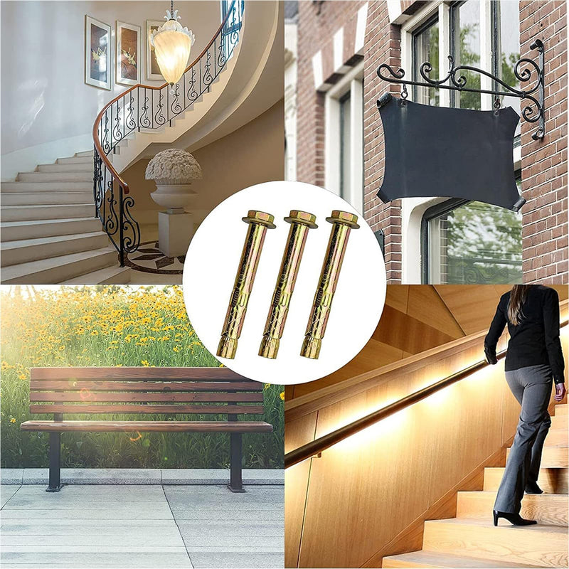 5Pcs Expansion Screw Bolts M10*100 Expansion Anchor Bolts Hex Nut Expansion Sleeve for Concrete Masonry Brick Wall Fixings