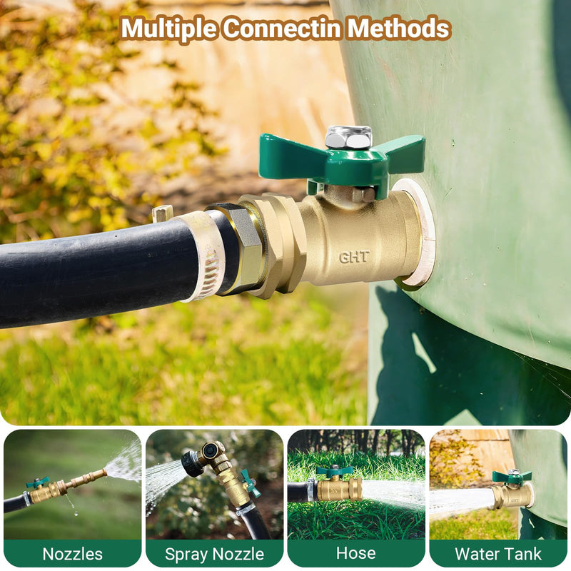 Garden Hose Shut off Valve Full Flow: Brass Water Shut off Valve - 3/4" GHT High Flow Hose Ball Valve Adapter Coupling - Heavy Duty Lawn Hose-End Flow Control Valve