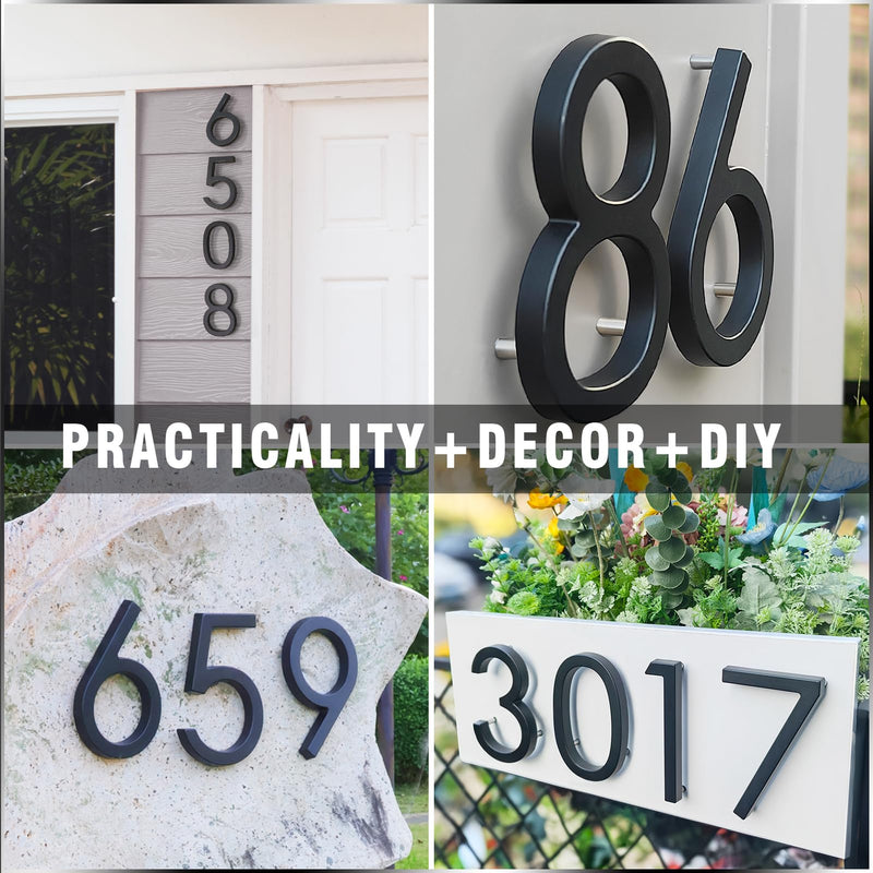 VONDERSO 6 Inch Floating House Numbers and Letters for Outside,Black Metal Modern Outdoor Address Sign for Yard Street and Mailbox, Zinc Alloy Solid Address Numbers and Letters,number 4 black 4 6 inch black