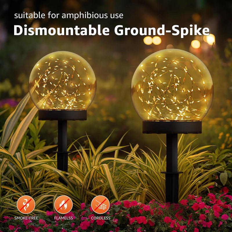 2-Pack 7.4x7.3 Solar Floating Pool Lights Ball Outdoor Water-Resistant IP66 Solar-Powered That Float Candles Flickering Lights for Swimming Pool Decor Pond Garden Party 2Pcs B