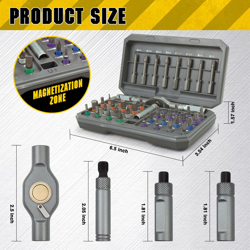 42 In 1 Magnetic Screwdriver Set,Small Ratcheting Screwdriver Pocket Set For Craftsman,Screwdriver Bit Set With Tough Case,Repair Tool Kit 42