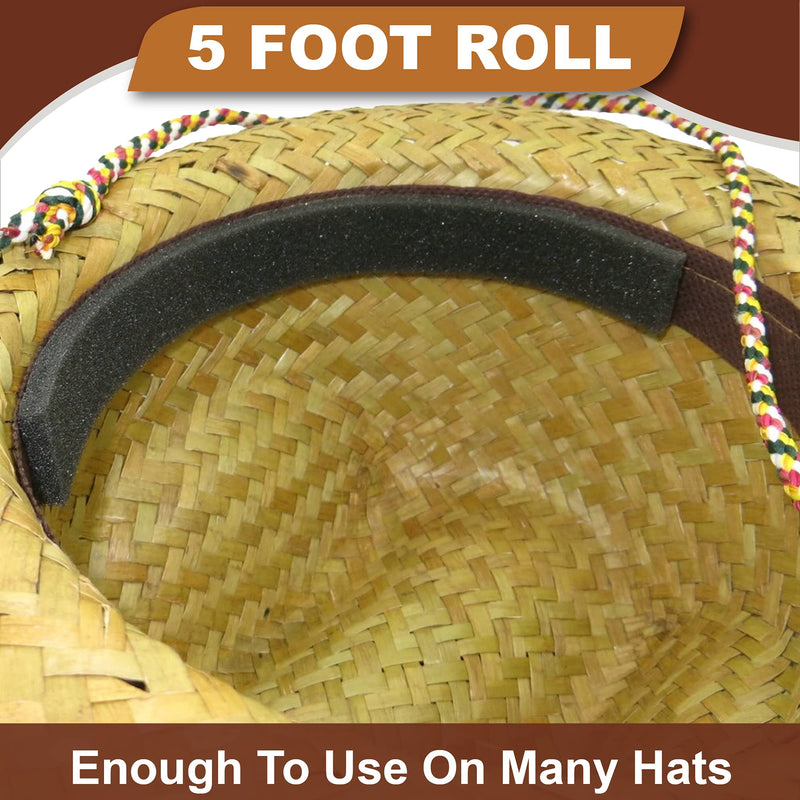 Hat Tape Roll 60" (5 Feet) - Hard Hats Size Reducer Foam Filler - Cap Sizing Strip Insert - for Fedora, Baseball Caps, Pana, Straw, Cowboy, Western Medium 60" (5 Feet)
