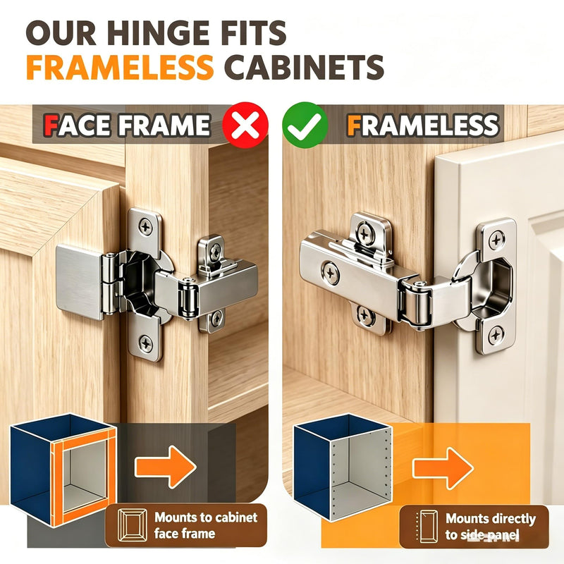 Corner Cabinet Hinge Set 180° & 135° Soft Close, 2x180° + 2x135° Inset Hinges for Lazy Susan Bi-Folding Kitchen Cupboard Door Hardware 2 set