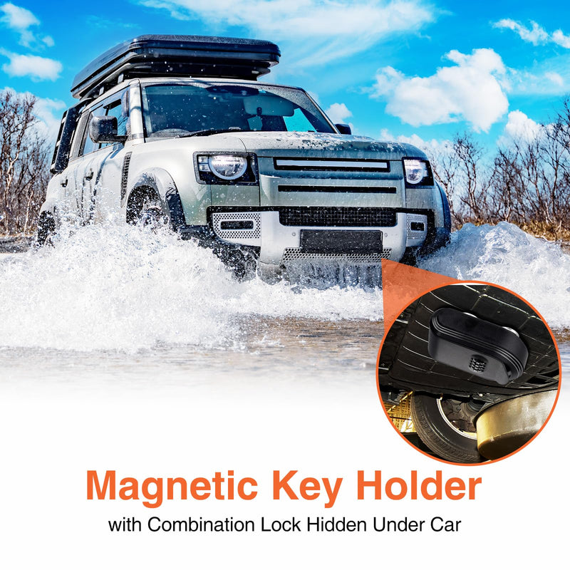 Magnetic Key Box for Under Car with 5 Strong Magnets, Hide a Key Outside with Resettable Combination Lock Box, Waterproof Magnetic Key Holder for Outdoor, Vehicle, Home, or Office Use (1, Black) 1