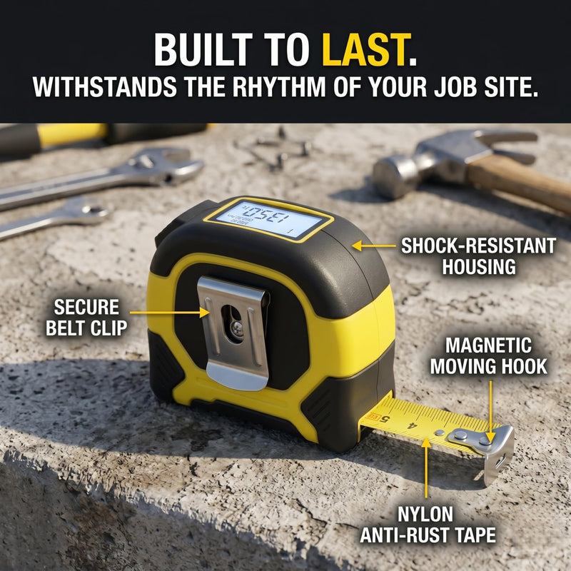 2-in-1 Laser Tape Measure - 130 Ft/40 m Digital Tape Measure & 16 Ft/5 m Measuring Tape Tool with Magnetic Hook, Pythagorean, Area, Volume, LCD Screen for Construction & Woodworker (M/in/Ft Unit)