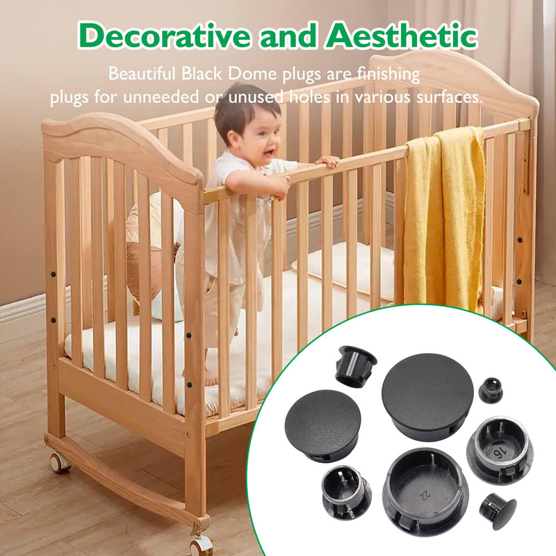 2"(50mm) Plastic Plugs for Round Holes, Flush Type Snap in Locking Door Screw Shelf Hole Plugs Drilling Hole Cover Cabinet Furniture Cupboard Shelves Pipe Insert End Caps, 4PCS Black 2"/50mm