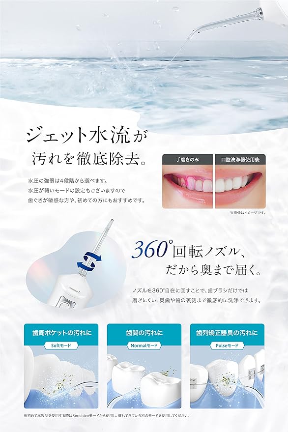 CLEARLABO IPX7 Waterproof Oral Cleaner, Jet Washer, Interdental Care, Oral Care, 10.1 fl oz (300 ml), 3 Replacement Nozzles, Cordless Oral Cleaner, LCD Screen Included, Gift - NewNest Australia