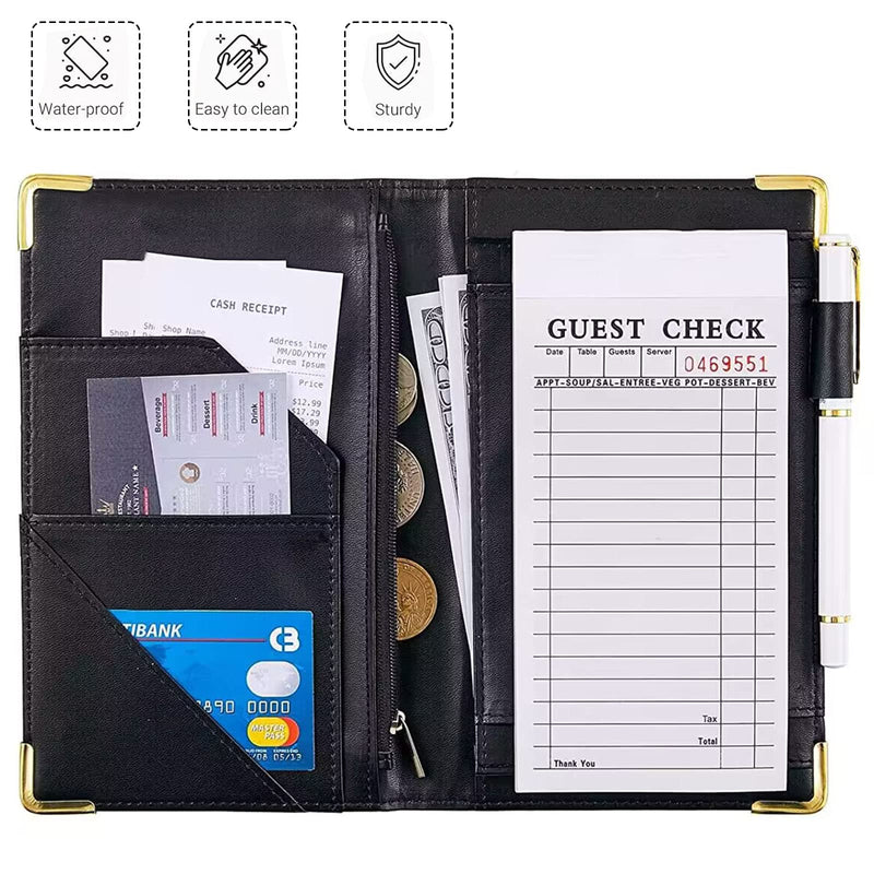 Waitress Book, Butterfly Server Books for Waitress with Zipper Pocket, Leather Server Book, Cash Check Bill Receipt Holder Presenter, Guest Book Note Pad Waiter Accessories Fit Server Apron Butterfly green