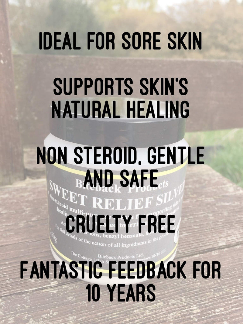 Biteback Products 'Sweet Relief Silver' Support Cream For Sensitive Skin, Minor Wounds & Rubs (Horse & Dog) 500g - PawsPlanet Australia