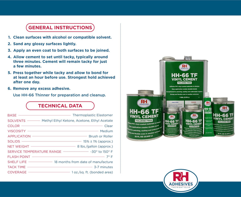 HH-66 Toluene Free Vinyl Cement, 1 oz. Tube - RH Adhesives