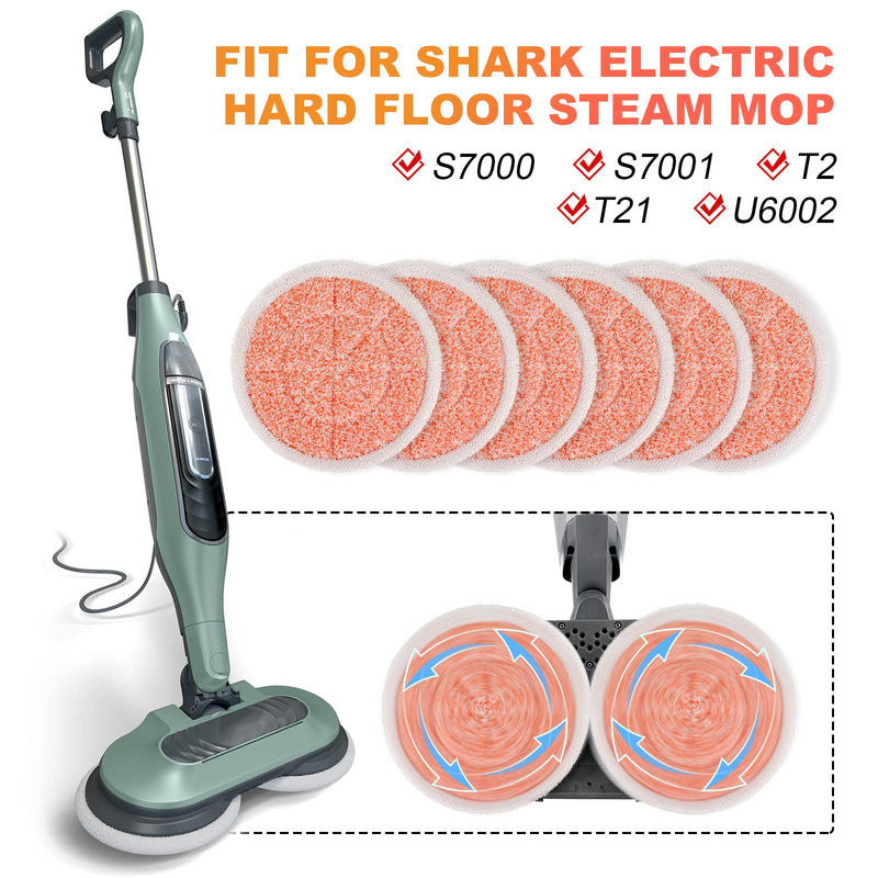 Pads for Shark Steam Scrub Mop: Fit for Shark S7001 s7020 s7000amz s7000 s7001tgt s7201 s8201 S7005 s8001 Series Rotating Steam Scrubber,Scrub Sanitize at The Same,Round Scrubbing Mop Replacement Pad 6 Pack