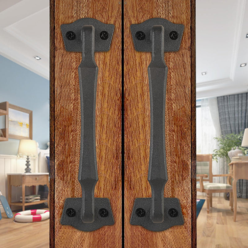 Sliding Barn Door Handles, 10 Inch Heavy Duty Rustic Design Barn Pull Handle, for DIY Sliding Barn Door, Gate, Shed, Garage | Square Solid Metal Material, Matte Black Powder Coated Finish 10 Inch Barn Door Handles Matte Black