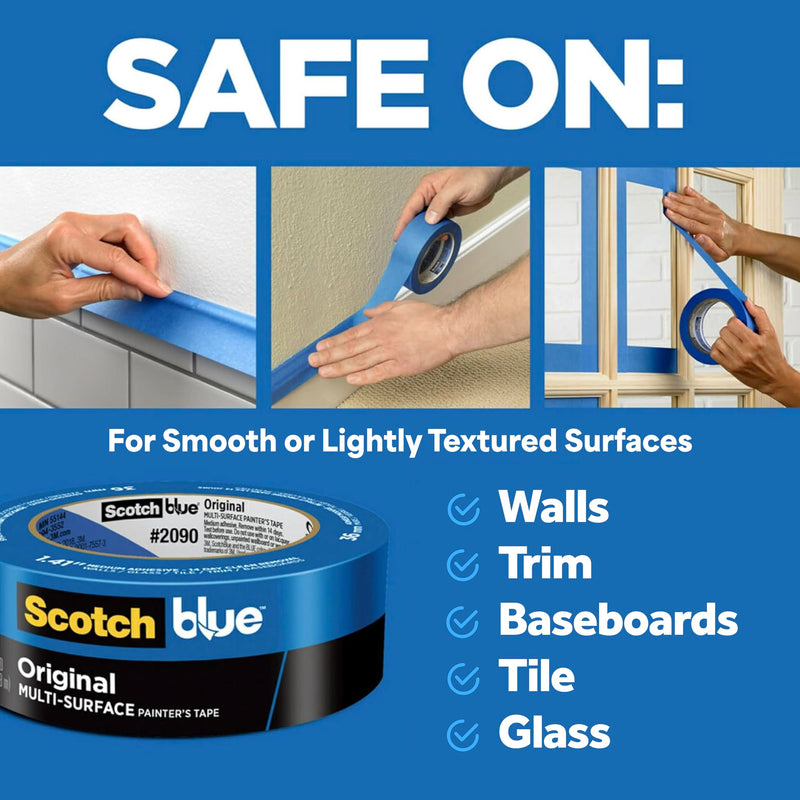 3M 2090 Scotch-Blue Painters Tape, 6" width x 60yd length (1 roll)