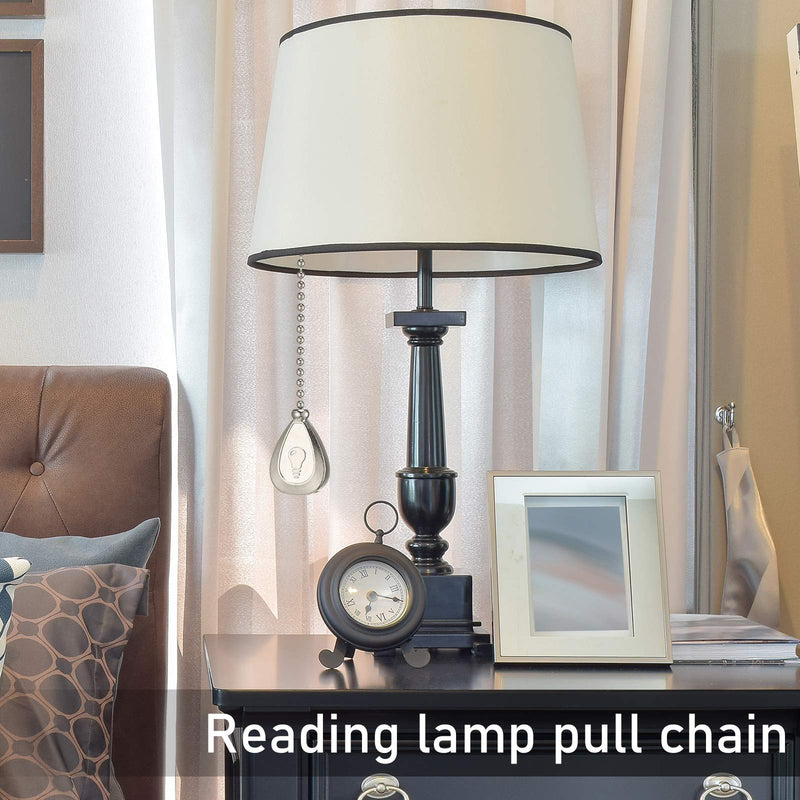 4 Pieces Ceiling Fan Pull Chain Extender Ornament 12 Inch Ceiling Pull Chain Extension Classic Drop Shaped Pendant Beaded Ball Cord for Fan Light lamp Decorative with Connector(Silver) Silver