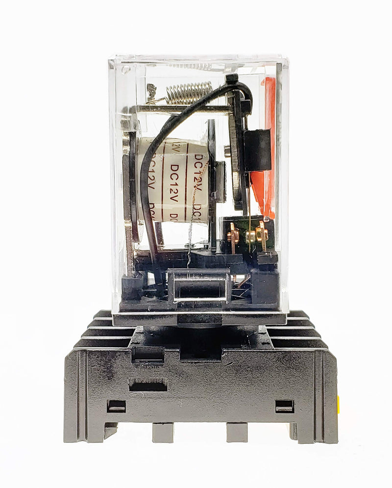 MK2P-I DC 12V Coil 8 Pin 2NO 2NC DPDT Power Relay & Plug-in Terminal Socket Base DC 12V Electromagnetic Relay(Quality Warranty 1 Years) MK2P-I MK2P-I DC 12V