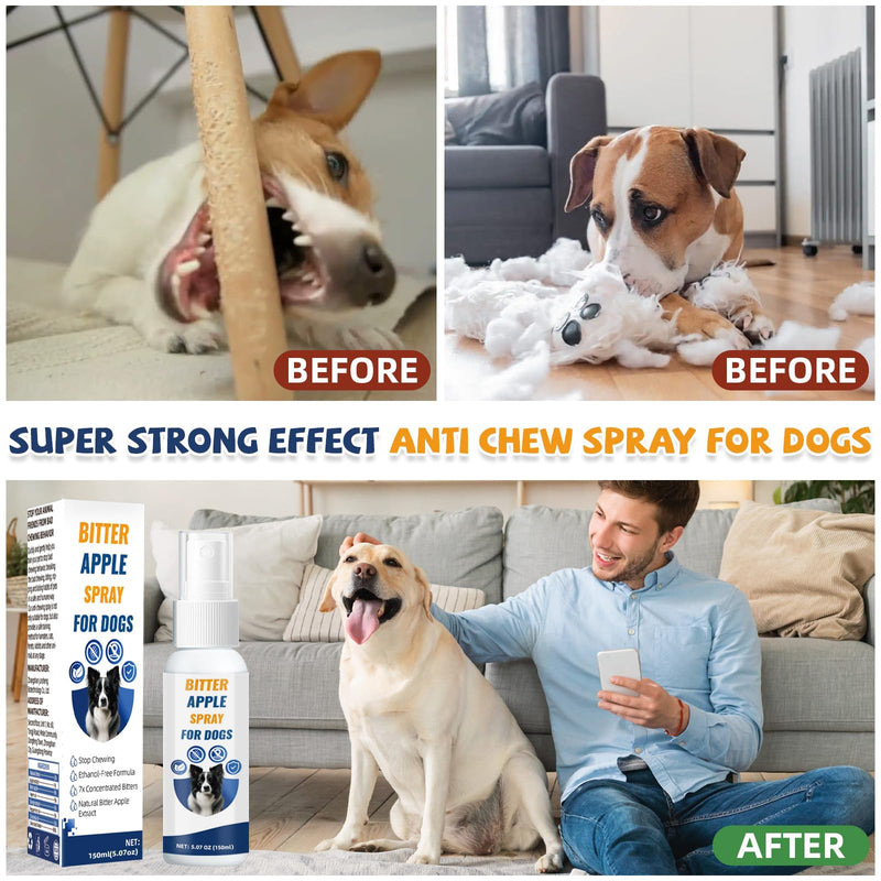 No Chew Spray for Dogs,Bitter Apple Spray for Dogs to Stop Chewing,Can Effectively Protect The Safety of Furniture,Plant,Shoes, Etc,Valuables,Safe for People and Pets,and Alcohol-Free 5.07 Oz