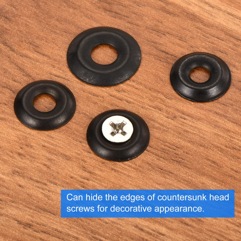 uxcell 60Pcs Cup Washer Countersunk, Iron Black Countersunk Finish Washers for M5 Screws (M5 ID x 14mm OD x 2mm Thick) M5 x 14mm x 2mm 60