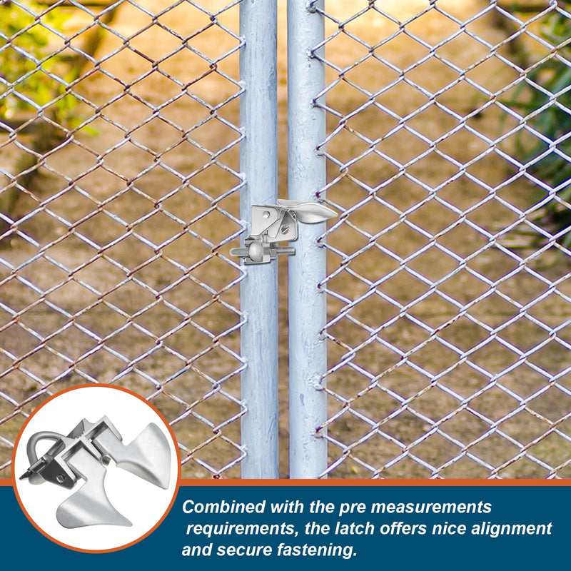 Tandefio 2 Pcs Chain Link Fence Butterfly Gate Latches Galvanized Steel Butterfly Latch Chain Link Gate Closer Fence Gate Latch for 1-3/8 Gate Frame and 2-3/8 Gate Post, Silver
