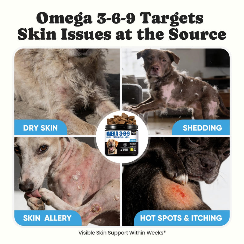 Omega 3 for Dogs – Salmon Oil for Dogs Skin & Coat Health, Fish Oil Supplement for Dog Shedding, Itch & Hot Spot Relief, Allergy Chews with EPA & DHA Fatty Acids for Skin & Joint Support - 180 Ct 180 ct.