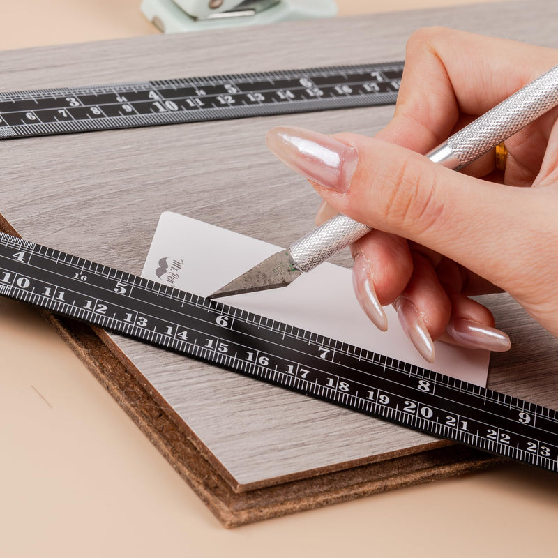 Mr. Pen- Stainless Steel Ruler, 4 pcs, 6", 8", 12", 14", Black, Imperial & Metric Measurements, Metric Metal Ruler Set, mm Ruler, Metal Rulers, Small Metal Ruler Metal Straight Edge, Centimeter Ruler 6, 8, 12, 14 inch