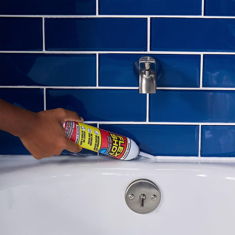 Flex Shot, 8 oz, Black, Flexible Rubber Silicone Sealant, Waterproof Caulk, UV Resistant, No Caulk Gun Needed, Perfect for Kitchen, Bath, Showers, Sinks, Baseboards 1 Pack