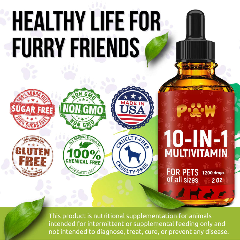 10 In 1 Cat & Dog Multivitamin - Hip & Joint Vitamins For Dogs + Vitamins C, D, B1-12 - Cranberry Supplement For Dogs & Cat Vitamins - Bladder, Kidney, Skin, Joint Support - Glucosamine Dog Supplement - PawsPlanet Australia