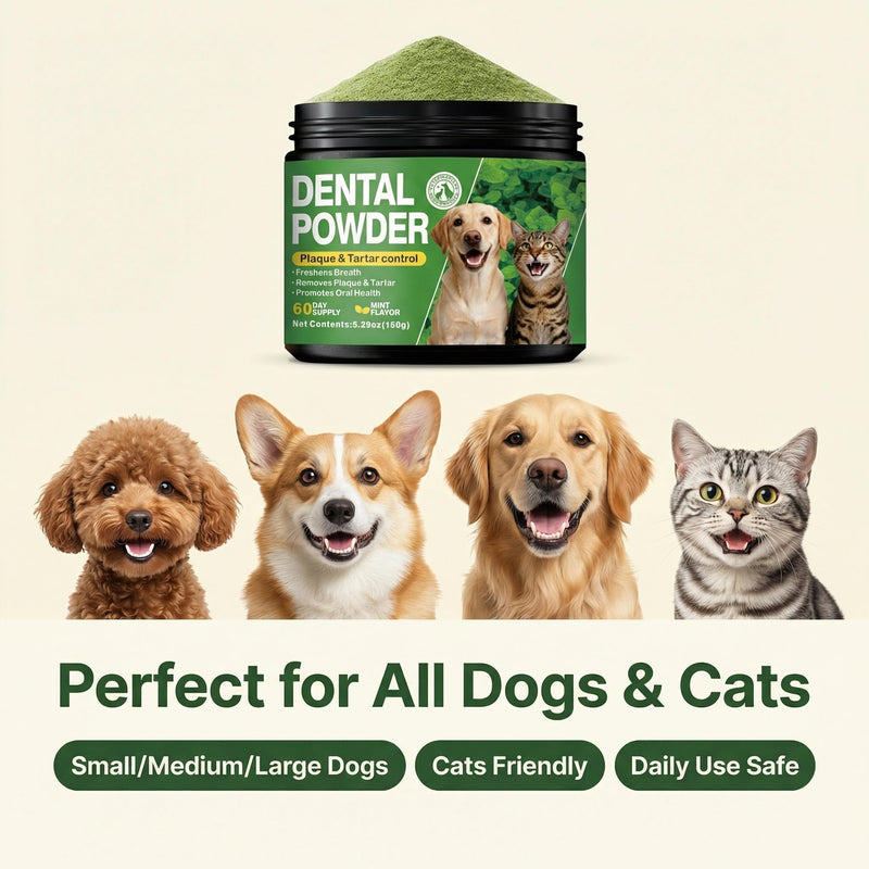 Dog Breath Refreshing Toothpaste Powder - Natural Dog Tooth Powder for Cleaning Plaque and Tartar - Refreshing Breath, Promoting Oral Health - Daily Dental Supplement -150g/75 Servings - Mint Flavor
