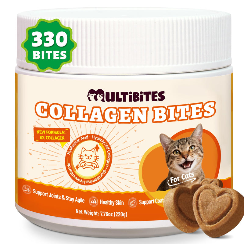 7.76 oz Collagen Bites for Cats - Cat Collagen Supplements with Glucosamine, Taurine & Omega 3 - Joint Health,Skin Coat & Immune Support - Pet Vitamins and Supplements