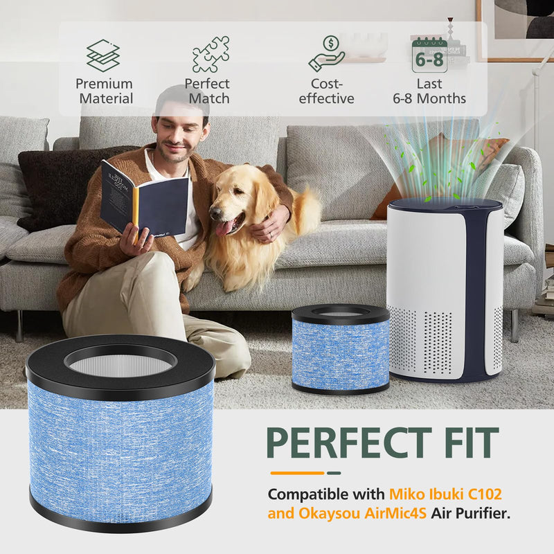 2 Pack C102 Air Filter MA-01CW Replacement Filter for Miko Ibuki & Ibuki+