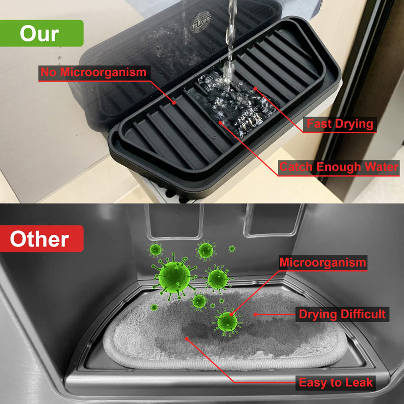 KindGa Refrigerator Drip Catcher Tray,Protector Ice and Water Dispenser Pan,Fridge Spills Water Pad Catch Basin for Drainage 2 Pack (Rectangular,Black) 2 pack Rectangular Black