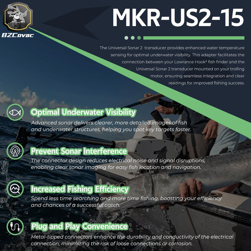 Replacement for Minn Kota 1852075 MKR-US2-15 Universal Sonar 2 Adapter Cable, Compatible with Lowrance Hook² Fish Finders