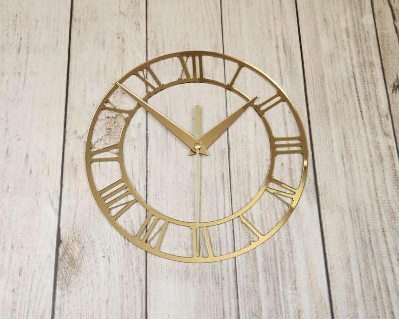 7.87 Inch (20cm) Gold Classic Clock Face with Clock Hands for Resin, Crafts, DIY, Round Mirror Acrylic Clock Dial Plate with Roman Numerals, Resin Accessories 7.87 INCHES GOLD - NewNest Australia