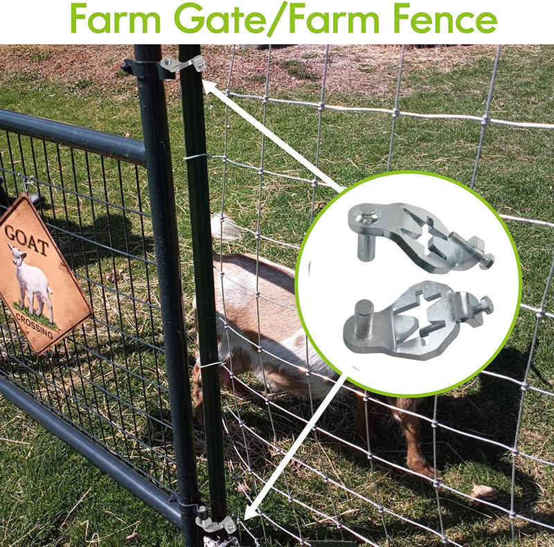 T-Post Gate Hinge Pins - Heavy Duty Gate Hanger, Hang a gate from a Metal T Post, Steel Gate Hinges Target Hanger for Farm Gate, Garden & Backyard Gate, Easy to Install. (Patent) Silver