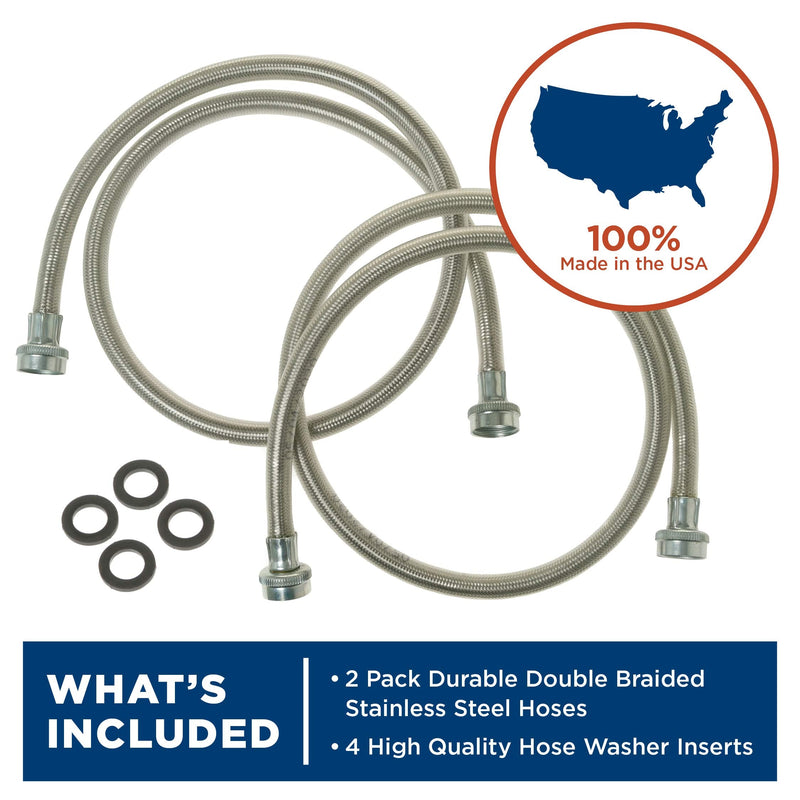 General Electric PM14X10005 Stainless Steel Washing Machine Hoses, 4-Foot (2-pack)