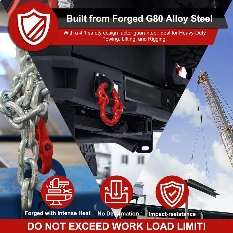 G80 1/4" Safety Chain Connector Link, 4 Pack Heavy Duty Hammerlock Coupling Link, Tow Hitch, Tow Chain Connector for Towing, Lifting, Trucks & Trailers 1/4 inch 4PC