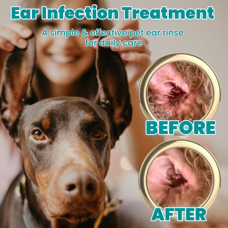 Dog Ear Cleaner, Dog Ear Care Liquid, Dog and Cat Ear Cleaner to Eliminates Ear Odour, Dirt and Debris Pet Ear Cleaner Solution,Remove Wax, Dirt & Stop Smelly, Itchy, Non-Irritating, 4 Fl oz - PawsPlanet Australia