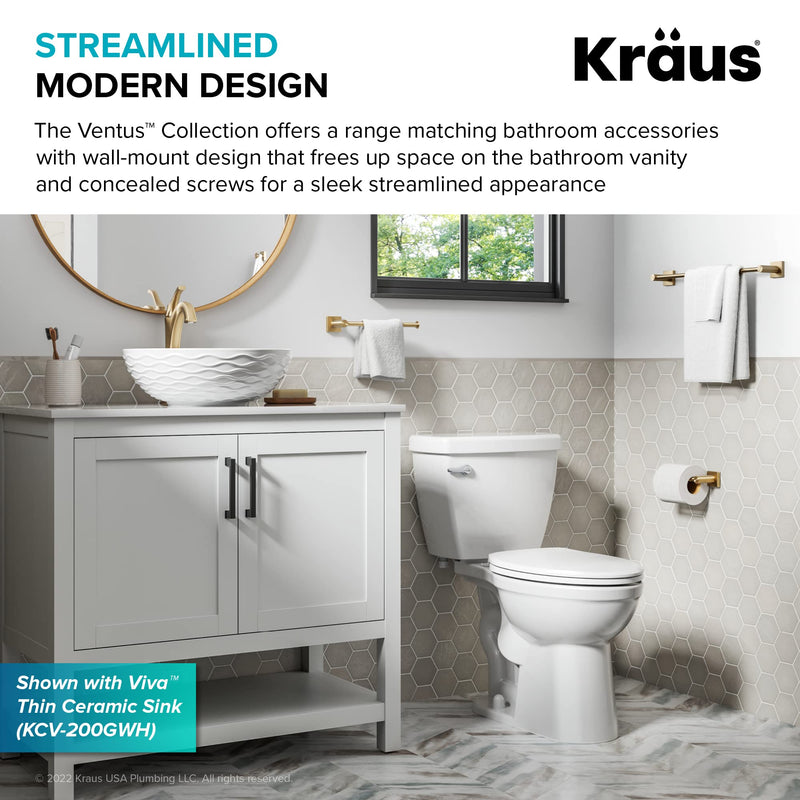 KRAUS Ventus Bathroom Toilet Paper Holder, Brushed Gold Finish, KEA-17729BG
