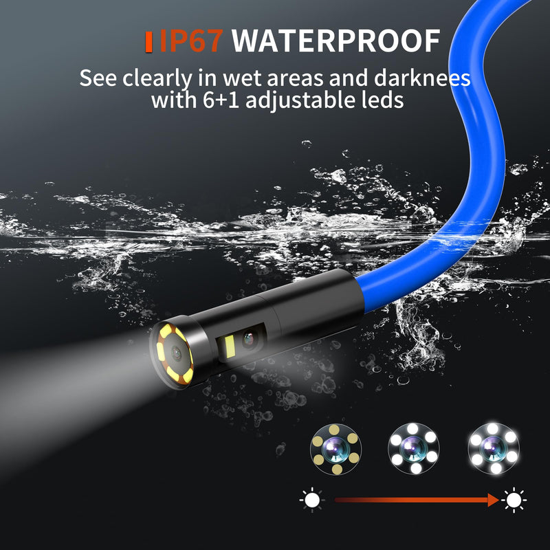 NIDAGE Dual Lens Borescope Inspection Camera 1920P HD Endoscope Camera with Light Waterproof Industrial Endoscope 11.5FT Flexible Snake Cam with 4.3'' IPS Screen, Mechanic Scope Cam Gift for Men