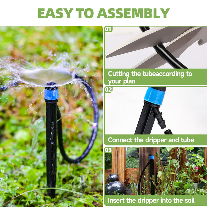 60 Pack Drip Irrigation Emitters Sprays for 1/4 Drip Irrigation Tubing, Irrigation System for Garden (30 Pcs Emitters Vortex + 30 Pcs Emitters Stream) 60 Pcs Emitters