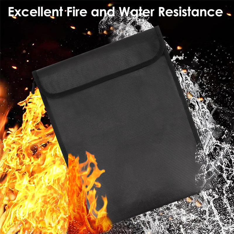 Fireproof Document Bag, Fireproof Bag, Important Document Storage Bag, Zipper Design, Suitable for Certificates, Tablets, Document Bags (Black 37 x 28cm)