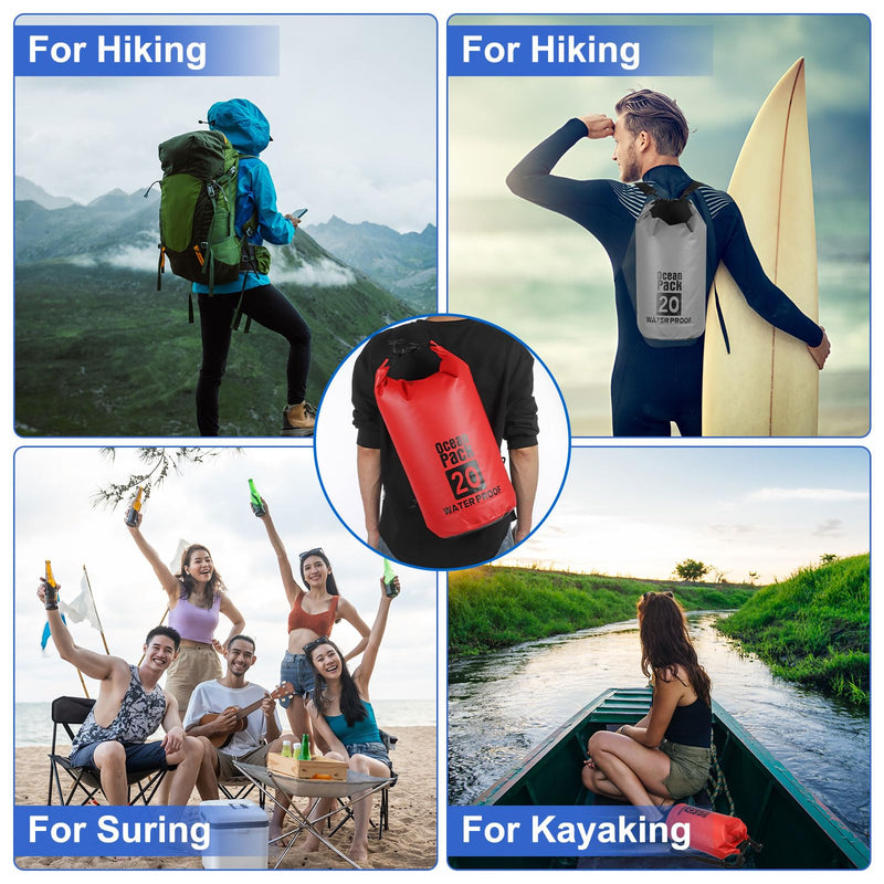Waterproof Dry Bag, 30L Fit for Women Men Water Proof Bags Lightweight Dry Storage Floating Backpack with Whistle for Travel Backpacking Boating Kayaking Camping (Red) Red