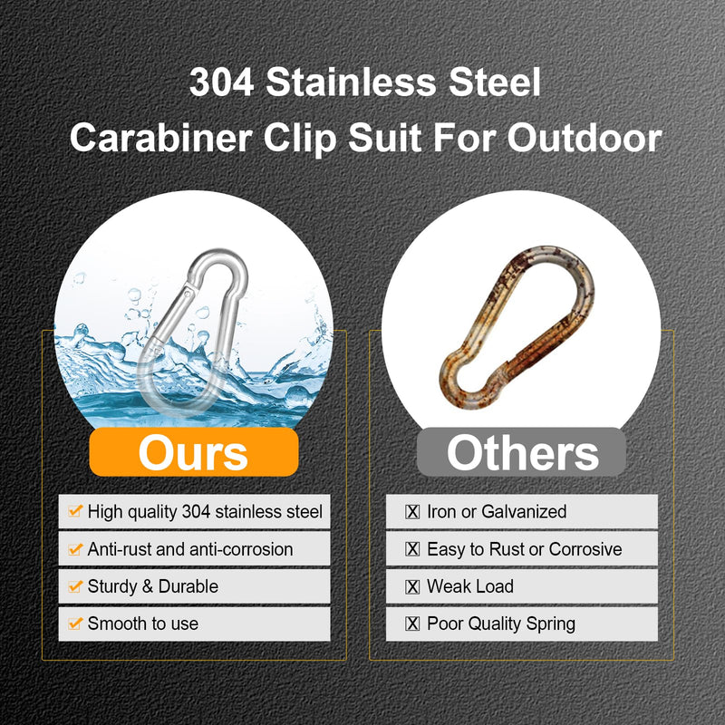 Small Carabiner Clip Hooks, 10pcs 1.57 inch Carabiners Heavy Duty, 304 Stainless Steel Spring Snap Hook Fits Camping Hiking, Metal Clips for Rope Chain Keys Rings 1.57 IN 10