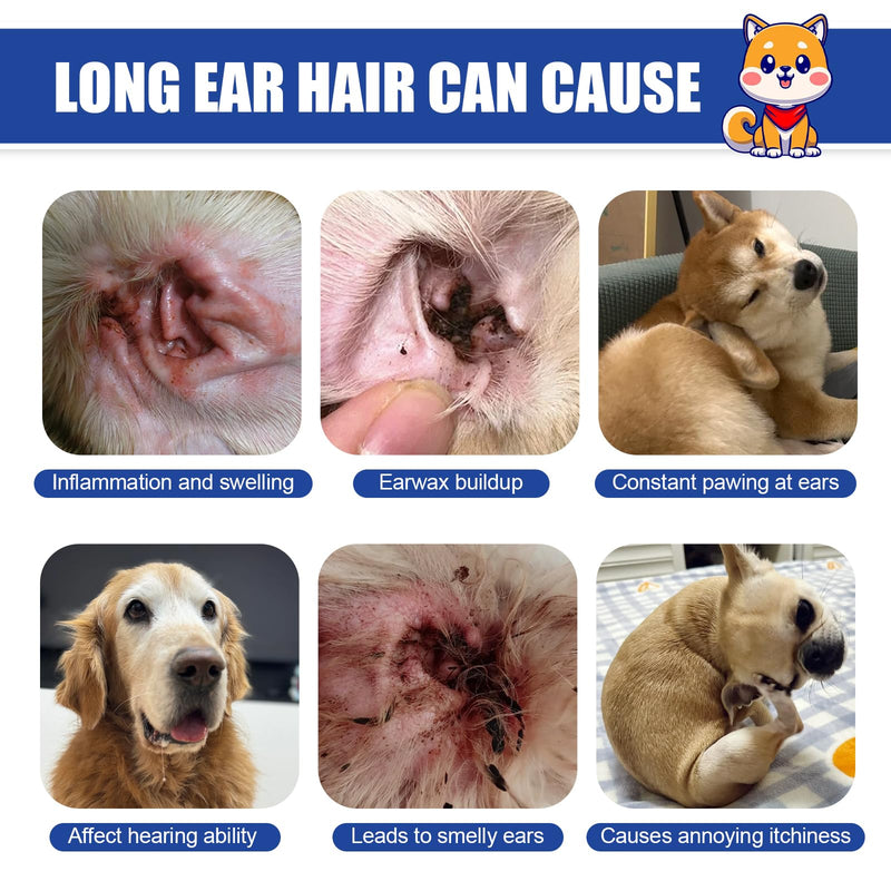 Ear Powder for Dogs Plucking with Curved Hemostats,Dog Ear Hair Removal Powder with Zinc Oxide for Moisture Absorption,Helps Ear Dry and Clean 24pcs
